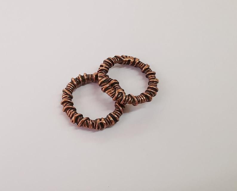 2 Coil round connector charm Antique copper plated charm (27 mm) G24189