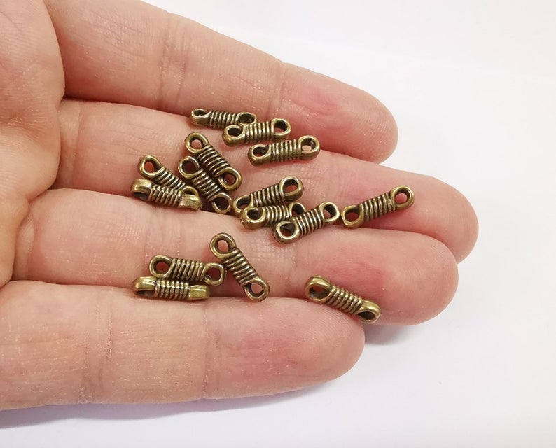 10 Coil knot charms connector Antique bronze plated charms (14x4mm) G24210