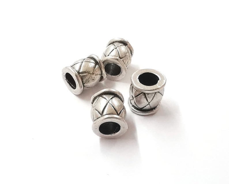 4 Rondelle beads Antique silver plated beads (12x11mm) G24220