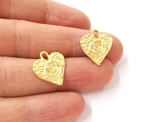 4 Heart spirals charms Gold plated charms (19x17mm) G24357