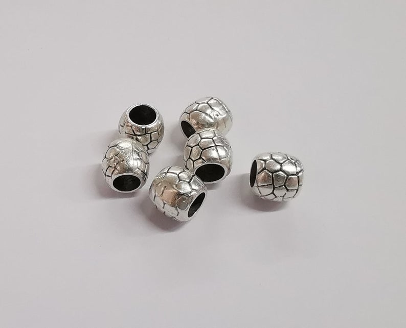 4 Barrel beads Antique silver plated beads (11x10mm) G24231