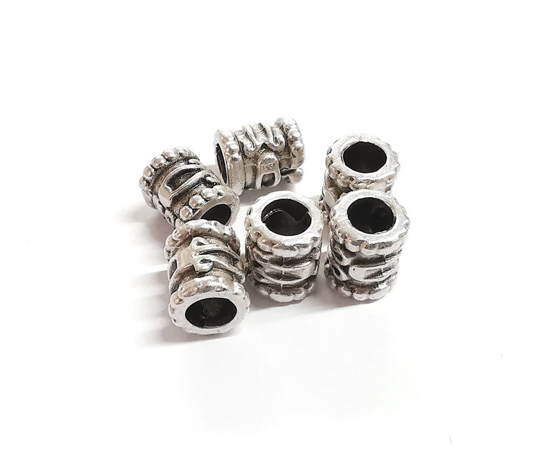 5 Rondelle beads Antique silver plated beads (13x11mm) G24236