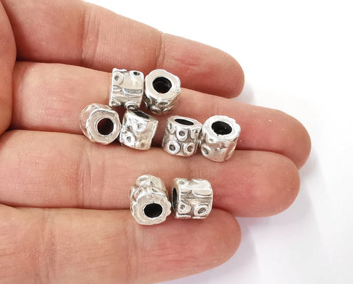 5 Rondelle beads Antique silver plated beads (9x8mm) G24246
