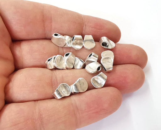 10 Rondelle beads Antique silver plated beads (9x7mm) G24249