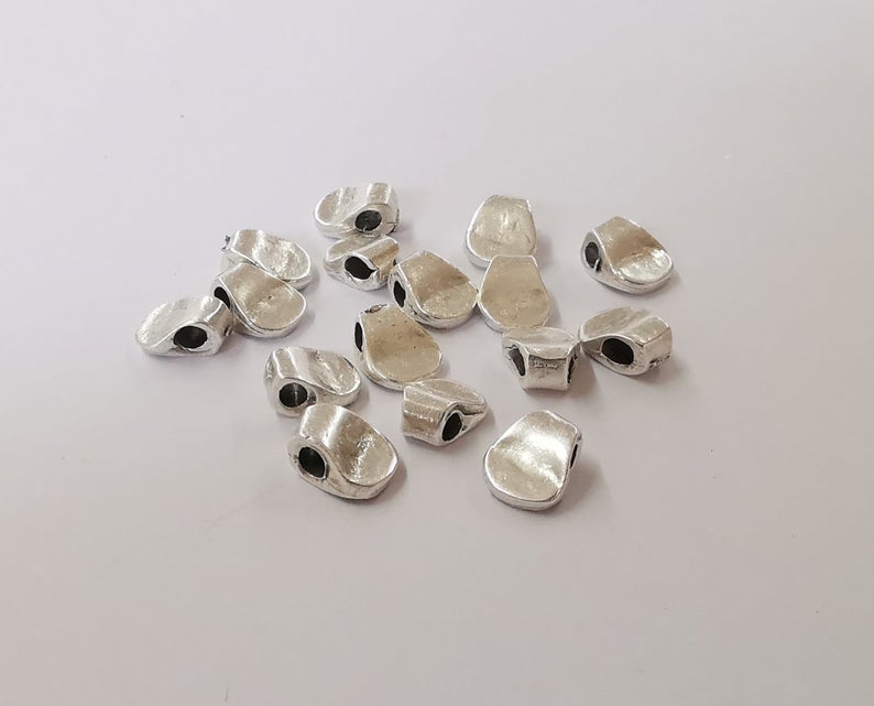 10 Rondelle beads Antique silver plated beads (9x7mm) G24249
