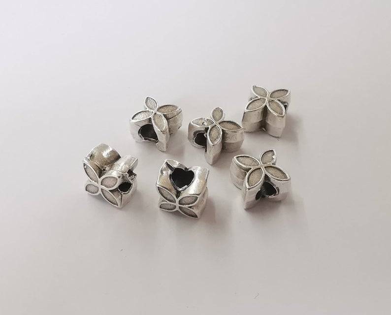 5 Clover beads Antique silver plated beads (9x9mm) G24255