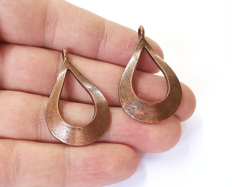 2 Copper charms Antique copper plated charms (40x24mm) G24262