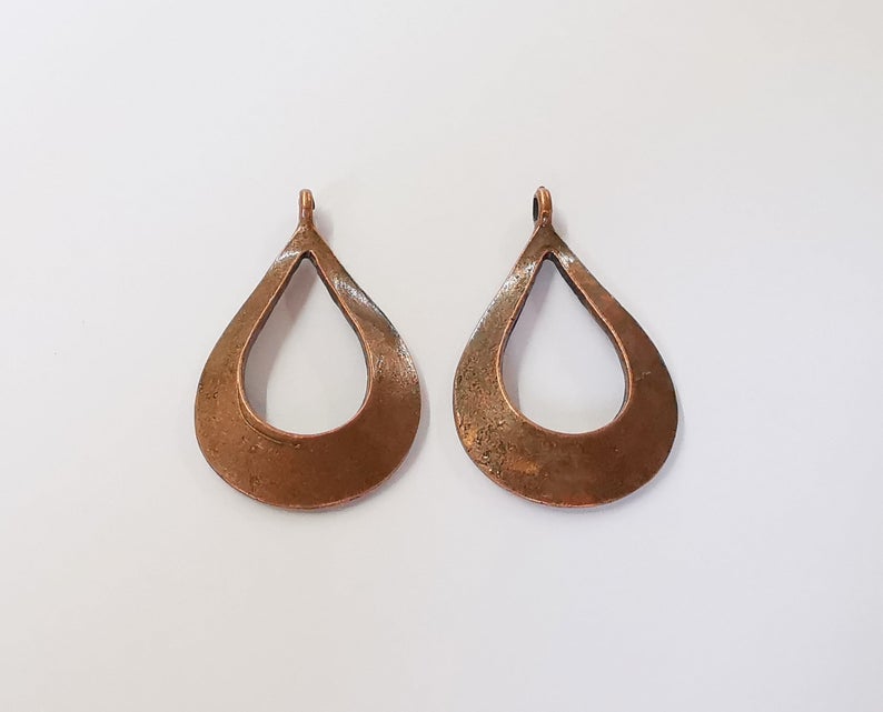 2 Copper charms Antique copper plated charms (40x24mm) G24262