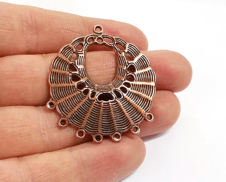 2 Copper pendant connector Antique copper plated pendant (45x39mm) G24325
