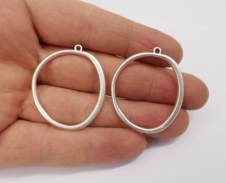 4 Silver charms findings Antique silver plated findings (40x33mm) G24337