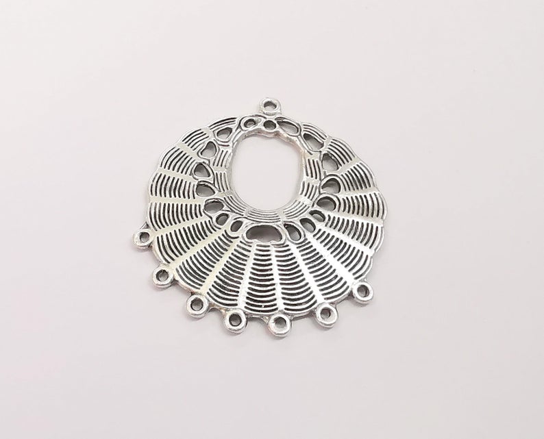 2 Silver charms connector Antique silver plated charms (45x39mm) G24338