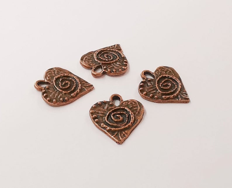 10 Heart charm Antique Copper Plated Charms (18x16mm) G24355