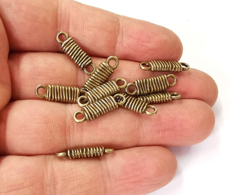 6 Coil Spiral charms connector Antique bronze plated charms (20x6mm) G24378