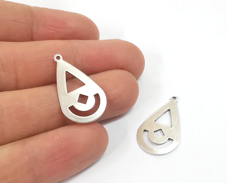5 Silver connector charms Dangle charms Antique silver plated brass charms (28x16mm) G24500