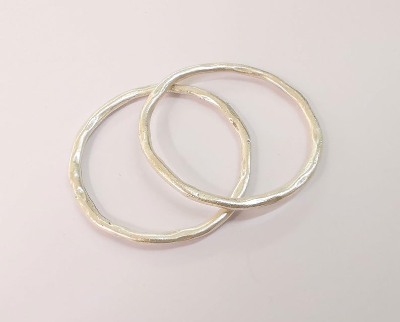 2 Circle findings Antique silver plated findings (47mm) G24510