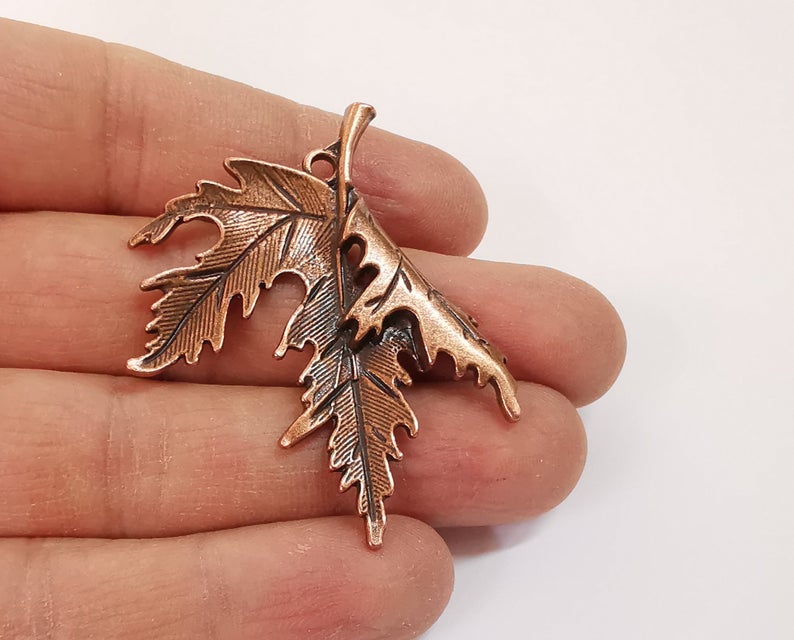 2 Leaf charms Antique copper plated charms (54x48mm) G24512