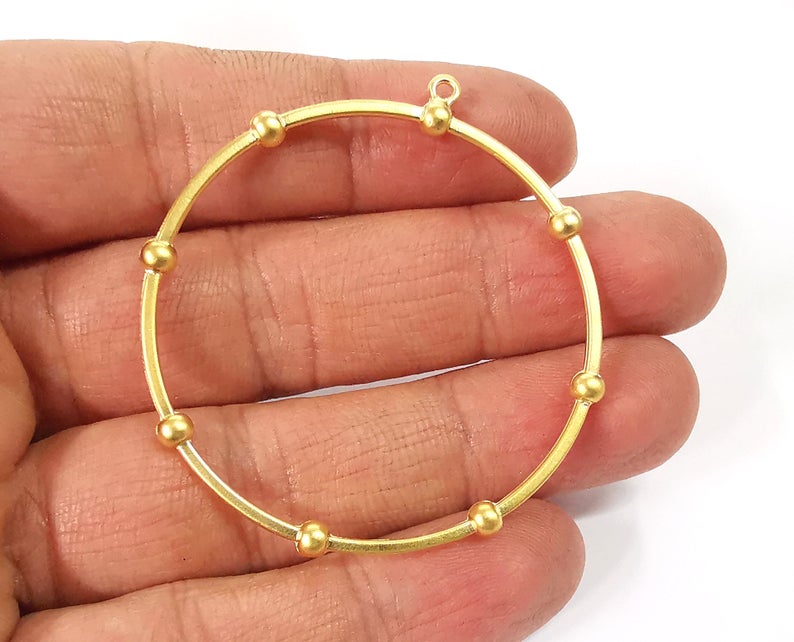 2 Circle findings Hoop gold circle findings, Gold plated findings (55x52 mm) G24514