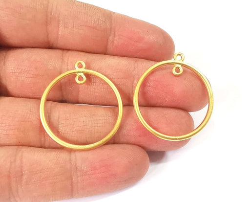 2 Circle findings connector Hoop gold circle findings, Gold plated findings (33x29 mm) G24515