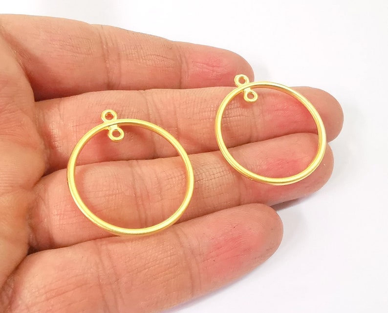 2 Circle findings connector Hoop gold circle findings, Gold plated findings (33x29 mm) G24515