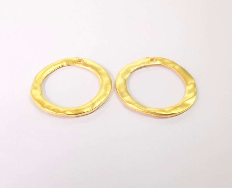2 Circle findings Hoop gold circle findings, Gold plated findings (34 mm) G24516