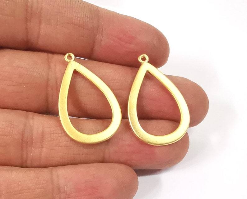 4 Drop charms Gold Plated Charms (23x15mm) G24530