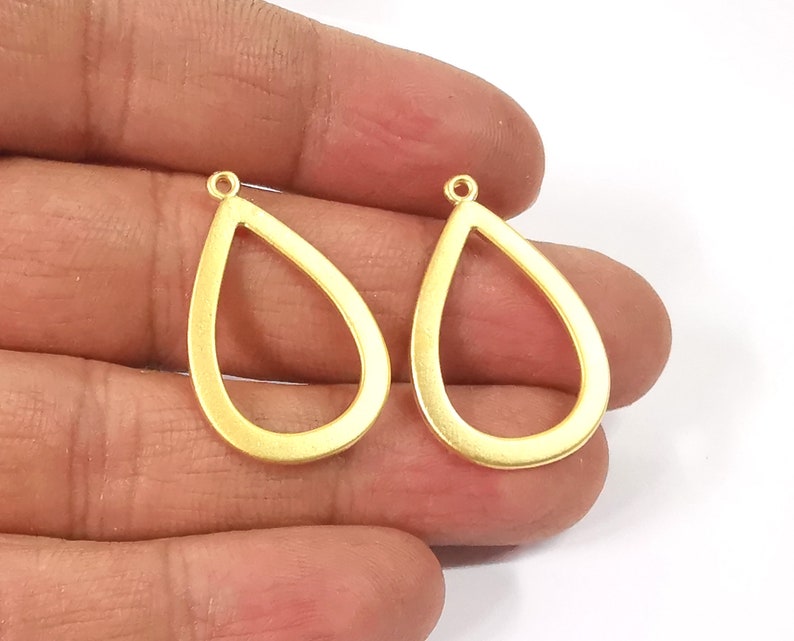 2 Drop Charms Gold Plated Charms (31x20mm) G24527