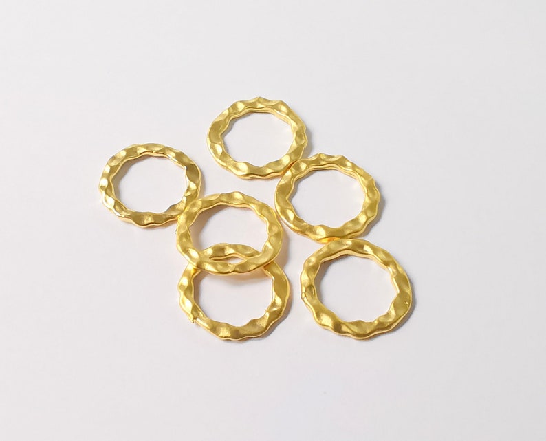 5 Hammered circle hoop findings Gold Plated Circle findings (16 mm) G24534