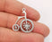 4 Old bicycle charms Antique silver plated charms (31x26mm) G24508