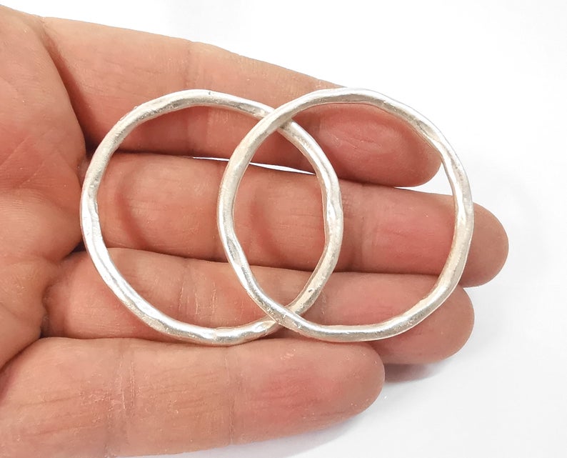 2 Circle findings Antique silver plated findings (47mm) G24510