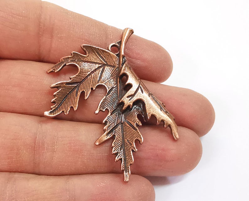 2 Leaf charms Antique copper plated charms (54x48mm) G24512
