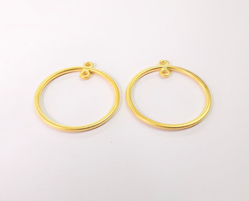 2 Circle findings connector Hoop gold circle findings, Gold plated findings (33x29 mm) G24515