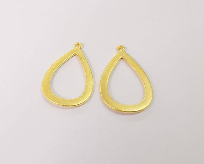 4 Drop charms Gold Plated Charms (23x15mm) G24530
