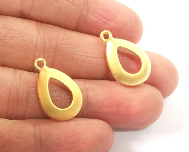 4 Drop charms Gold Plated Charms (23x15mm) G24530