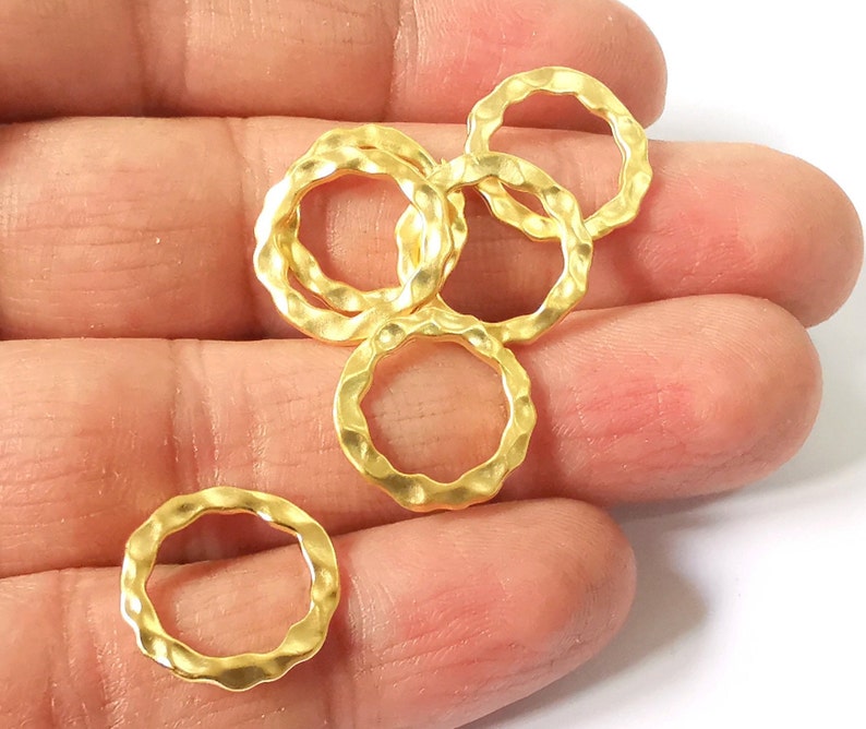 5 Hammered circle hoop findings Gold Plated Circle findings (16 mm) G24534