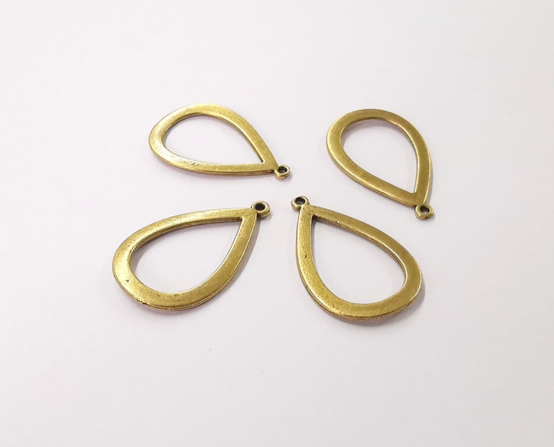 10 Drop charms Antique bronze plated charms (31x20mm) G24549