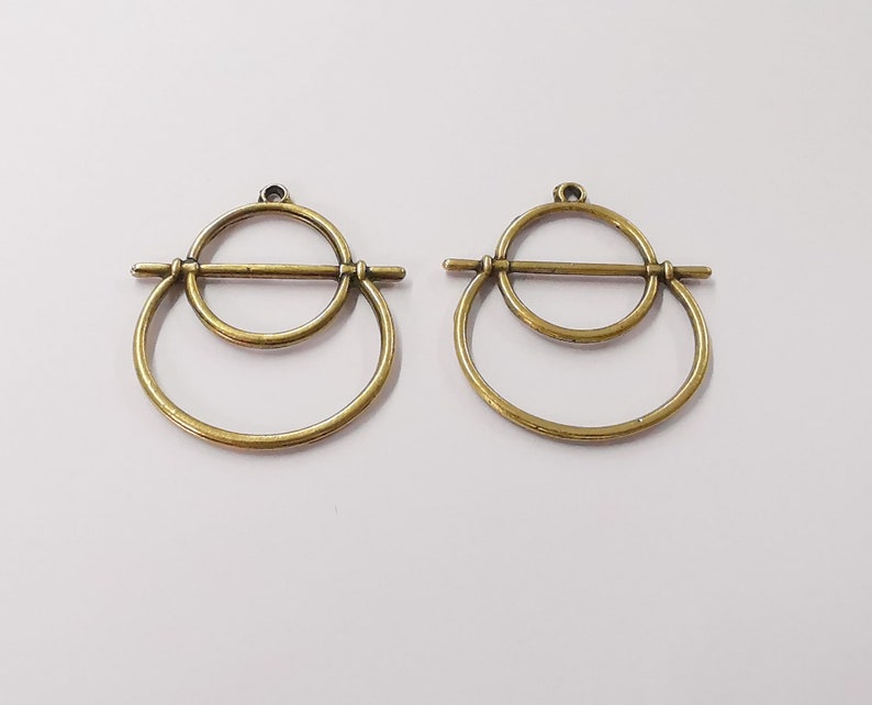 4 Circles charms Antique bronze plated charms (33x30mm) G24550