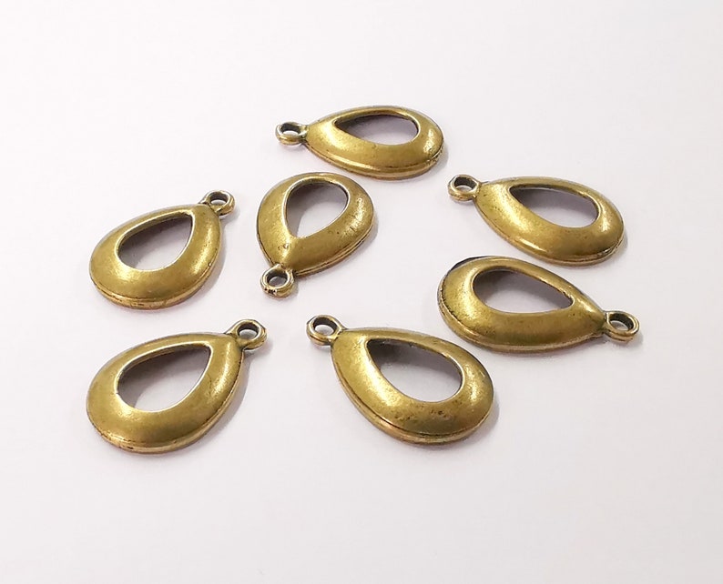10 Drop charms Antique bronze plated charms (23x15mm) G24551