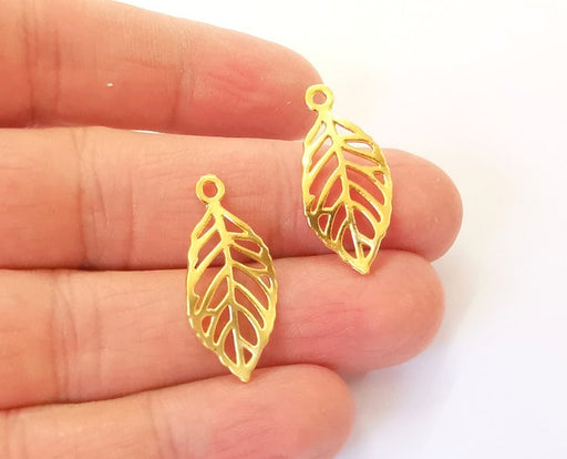 5 Leaf charms Gold plated charms (28x13mm) G24564