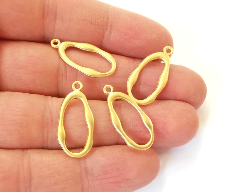 5 Oval charms Gold plated charms (25x12mm) G24586