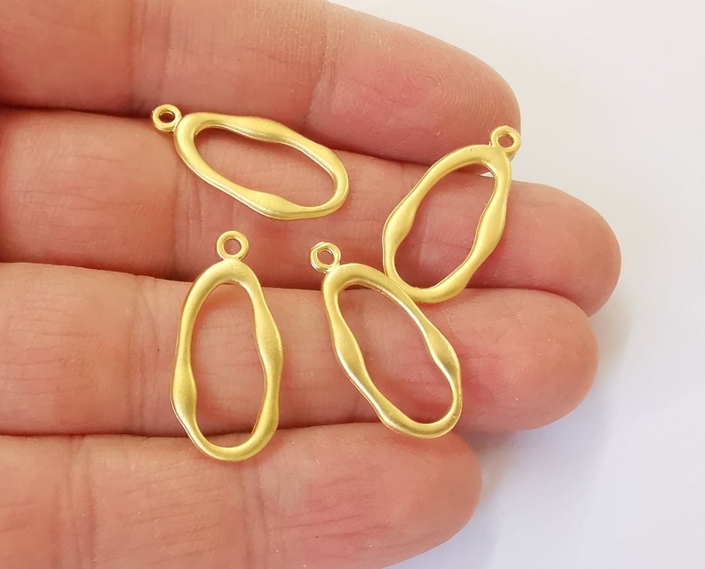 5 Oval charms Gold plated charms (25x12mm) G24586