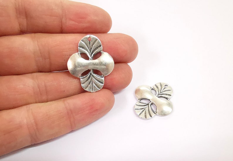 2 Silver Dangle Charms Antique Silver Plated Charms (29x24mm) G24630
