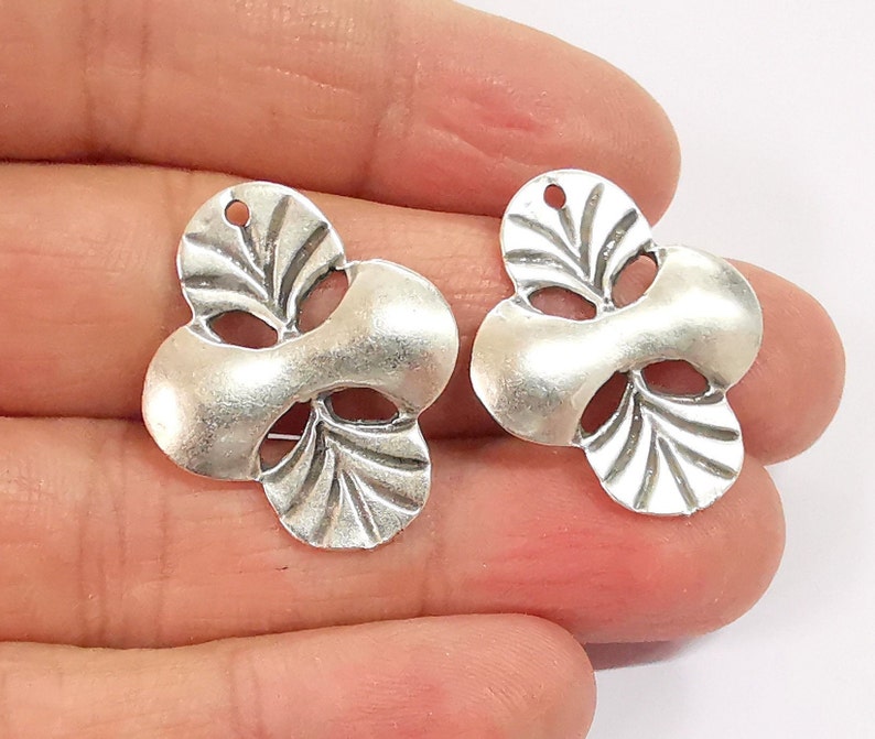 2 Silver Dangle Charms Antique Silver Plated Charms (29x24mm) G24630