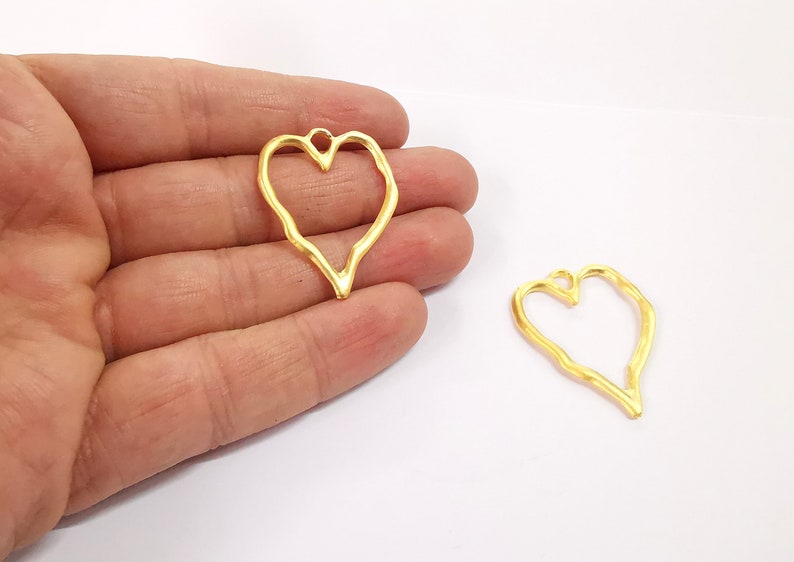 2 Heart Charm Gold Plated Charm (37x28mm) G24660
