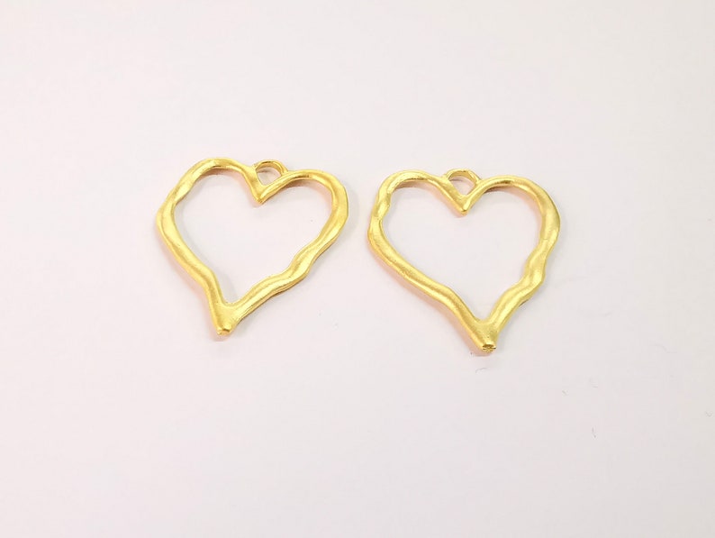 2 Heart Charm Gold Plated Charm (37x28mm) G24660