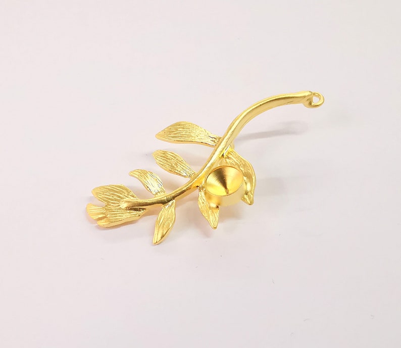 Leaf Gold Plated Brass Pendant Blank Mountings (60x29) G24663