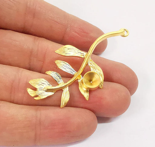 Leaf Gold Plated Brass Pendant Blank Mountings (60x29) G24663