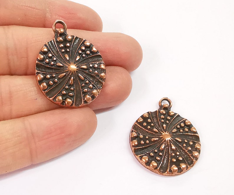 2 Copper Charms Antique Copper Plated Charms (28mm) G24668