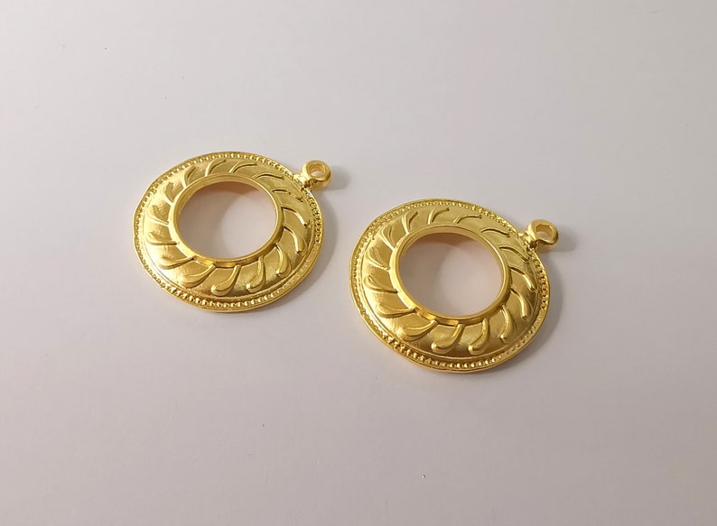 2 Round Dangle Charms Gold Plated Charms (30mm) G24684
