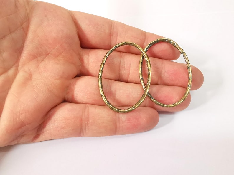4 Hammered Oval Findings Antique Bronze Plated Findings (47x33mm) G24696
