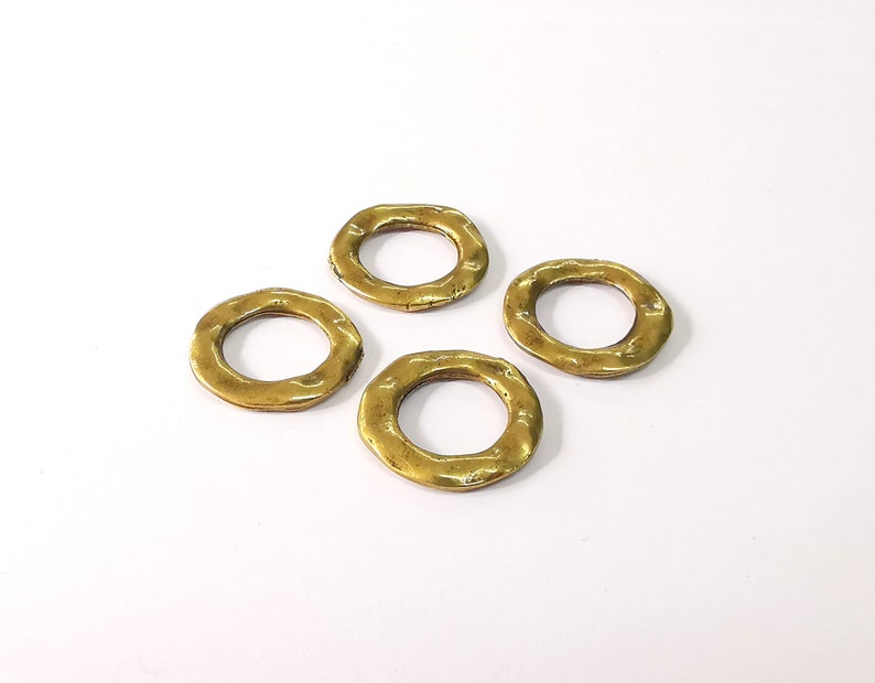 4 Organic Shape Circle Antique Bronze Plated Findings (20mm) G24697